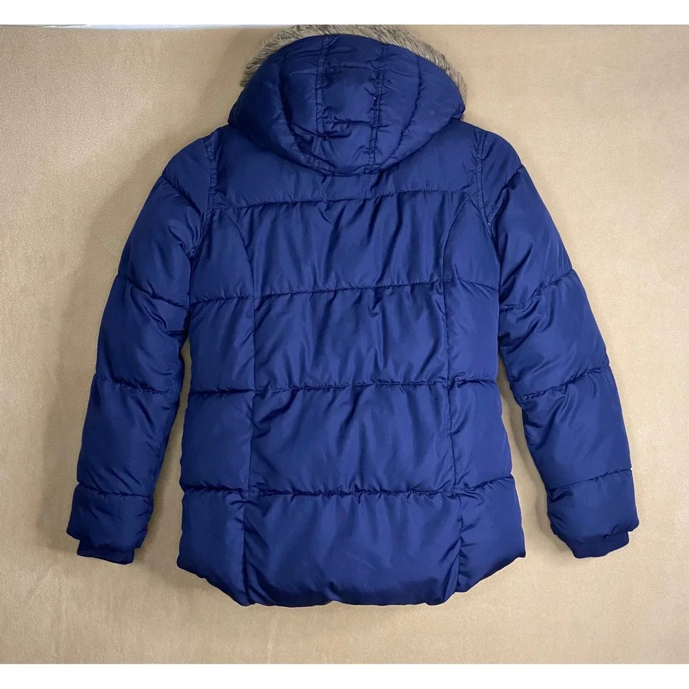 Old Navy Kids Blue Puffer Jacket Hooded Sherpa Lined Winter‎ Coat Size XXL 16